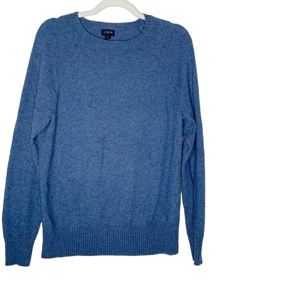 J. Crew- blue long sleeve lambs wool mixed fabric sweater. Size S